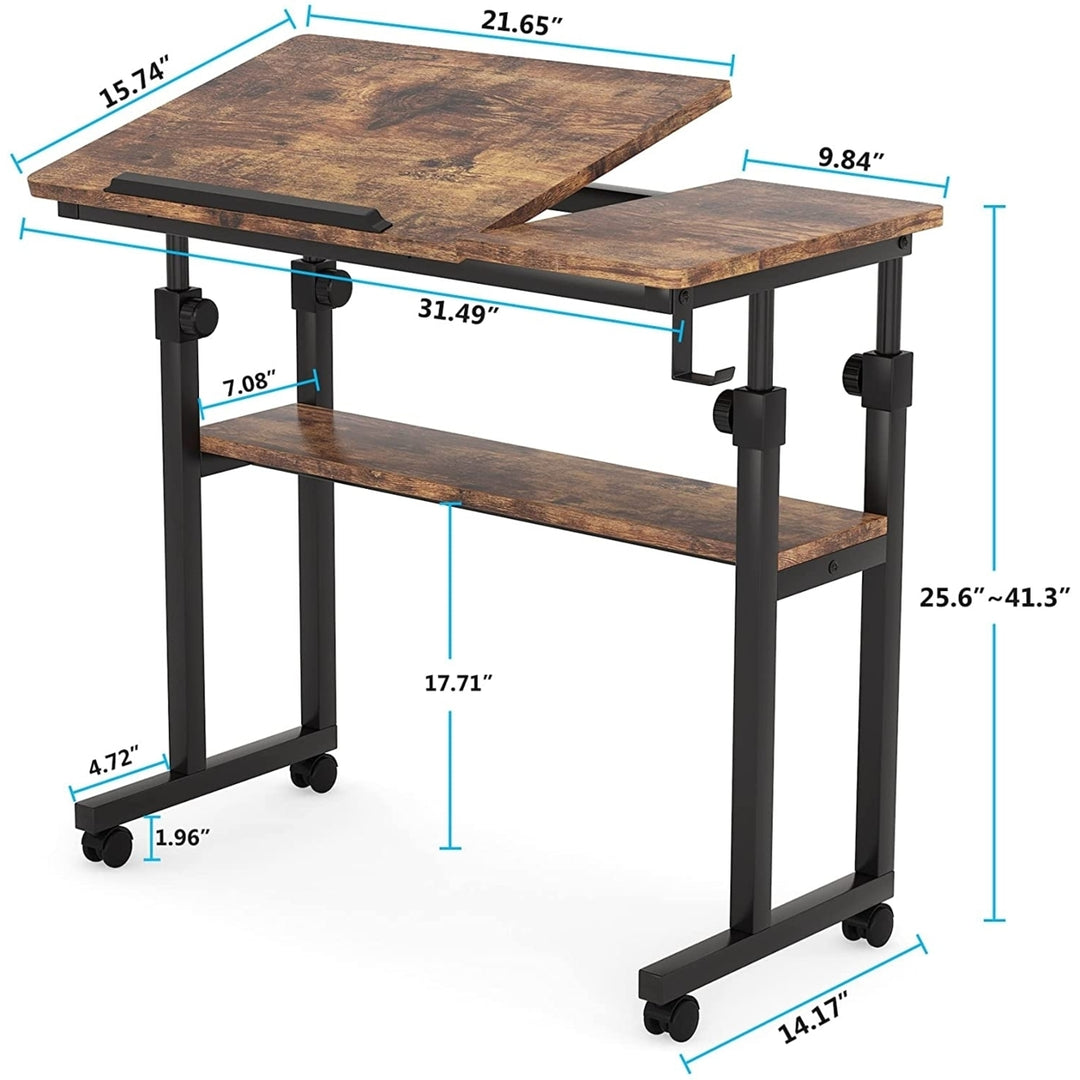 Tribesigns Height Adjustable Portable Desk on Wheels Small Rolling Laptop Table Image 6