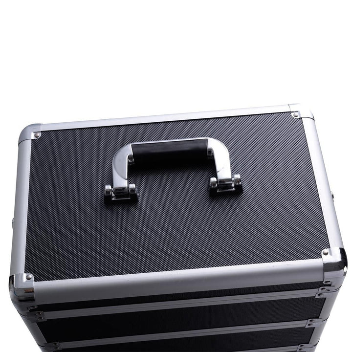 4in1 Interchangeable Pro Aluminum Rolling Makeup Case Cosmetic Train Box Trolley (Black Diamond) Image 7