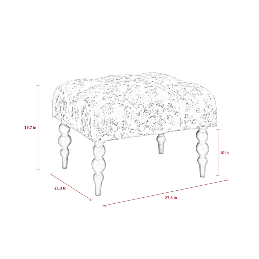 Nailah Ottoman-Upholstered-Tufted-Bun Shaped Legs Image 9