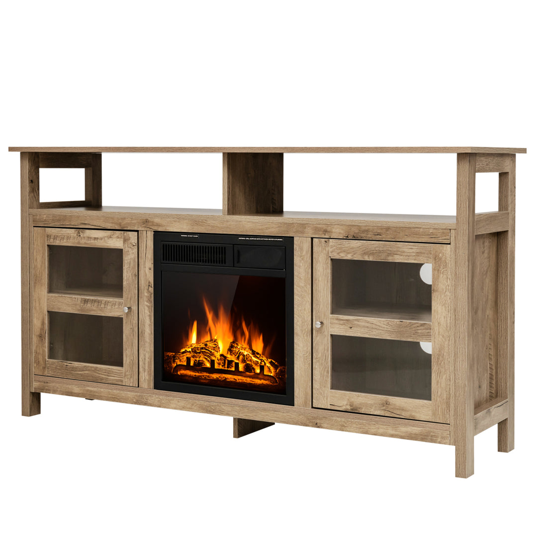 58 Fireplace TV Stand W/18 1500W Electric Fireplace up to 65 Grey Image 10