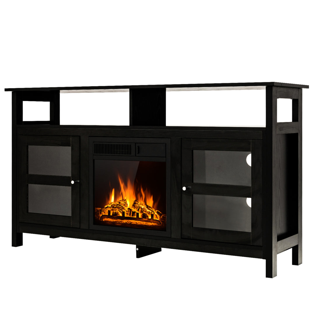 58 Fireplace TV Stand W/18 1500W Electric Fireplace up to 65 Black Image 10