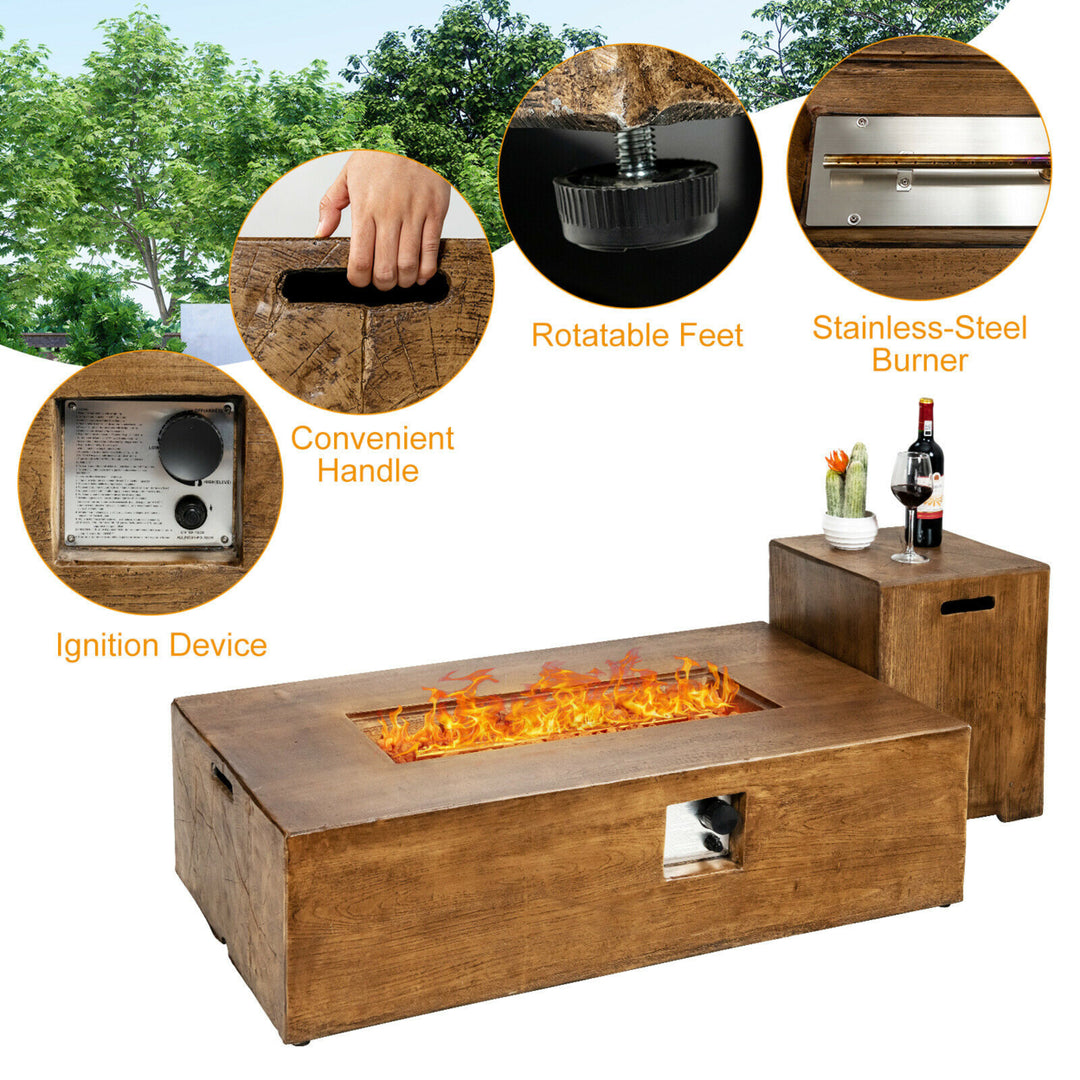 48x27 50,000 BTU Propane Fire Pit Table Set w/ Side Table Tank Storage and Cover Image 5