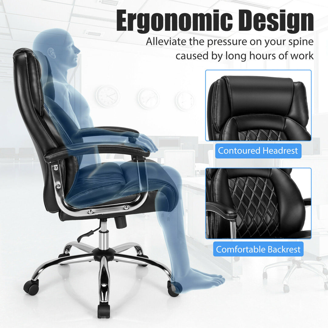 500LBS High Back Big and Tall Office Chair Adjustable Leather Task Chair Image 8