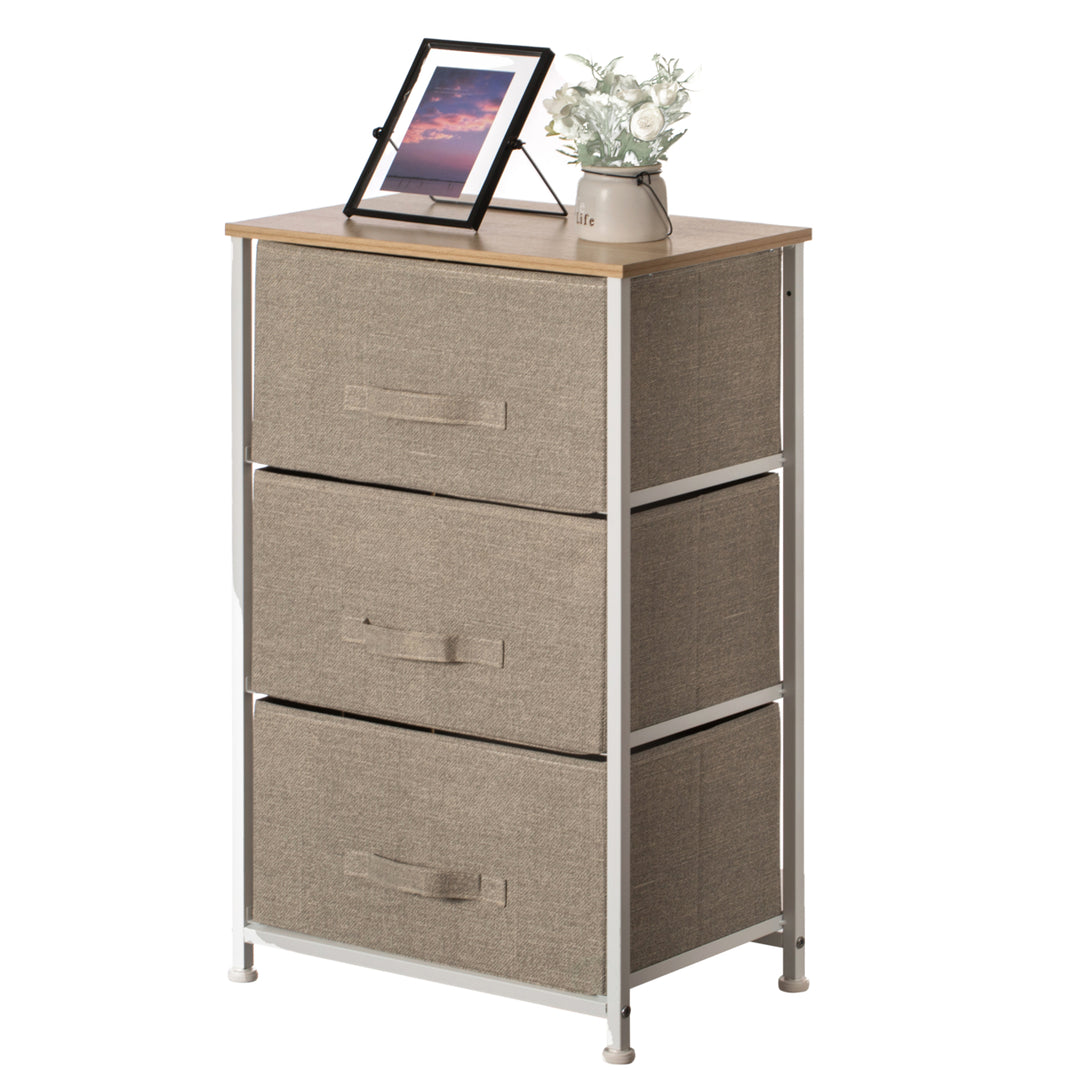 Sand Beige Bins and White Frame Storage Night Chest and Storage Chest Image 1