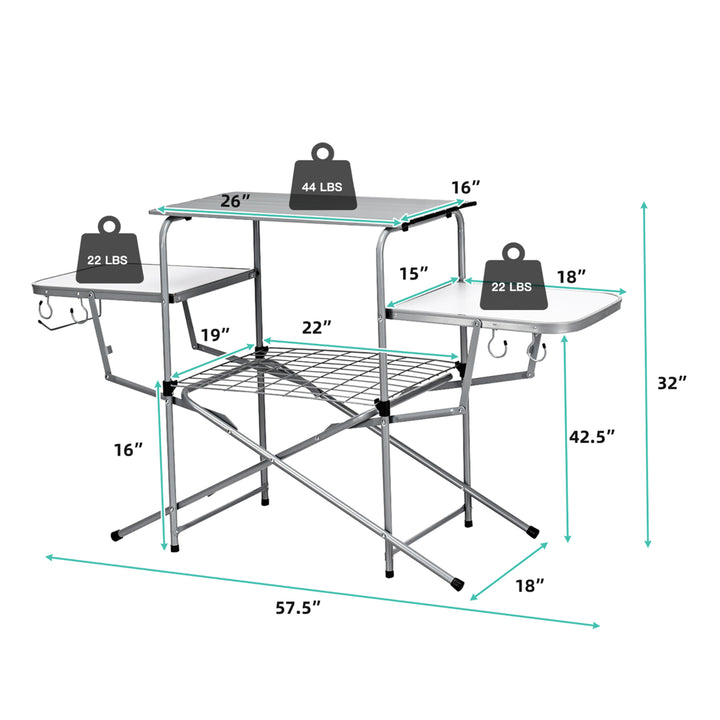 Foldable Camping Table Outdoor Kitchen Portable Grilling Stand Folding BBQ Table Image 8