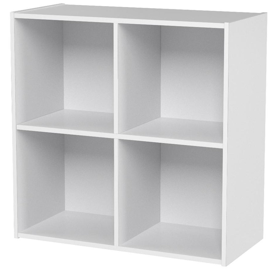 Kings Brand Furniture White Wood 4 Cube Organizer Storage Bookcase Image 1