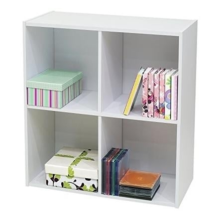 Kings Brand Furniture White Wood 4 Cube Organizer Storage Bookcase Image 2