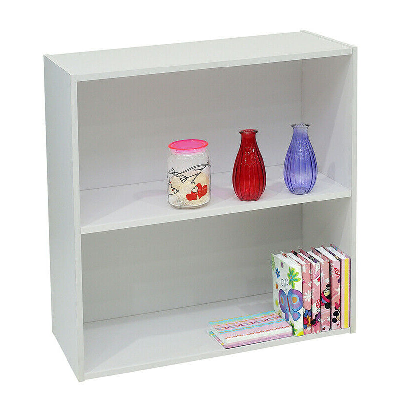 Kings Brand Furniture White Wood 2-Tier Shelf Bookcase Storage Organizer Image 1