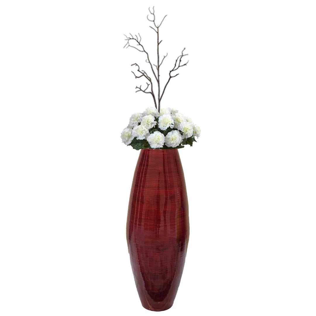 Uniquewise Bamboo Cylinder Shaped Floor Vase - Handcrafted Tall Decorative Vase - Ideal for Dining Room, Living Room, Image 3