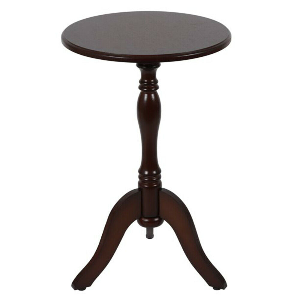 Pedestal Accent Table End Side Wood Round Dark Cherry Plant Stand Decorative Image 1