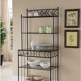 Kings Brand Furniture Metal with Marble Finish 5-Tier Bakers Rack, Black Image 2