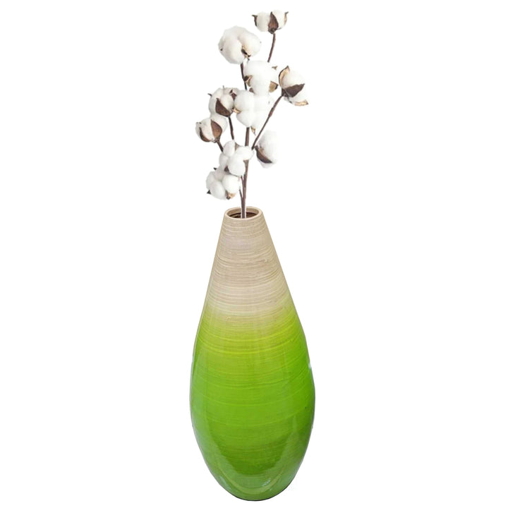 Contemporary Bamboo Floor Flower Vase Tear Drop Design for Dining, Living Room, Entryway Decoration, Green Image 8