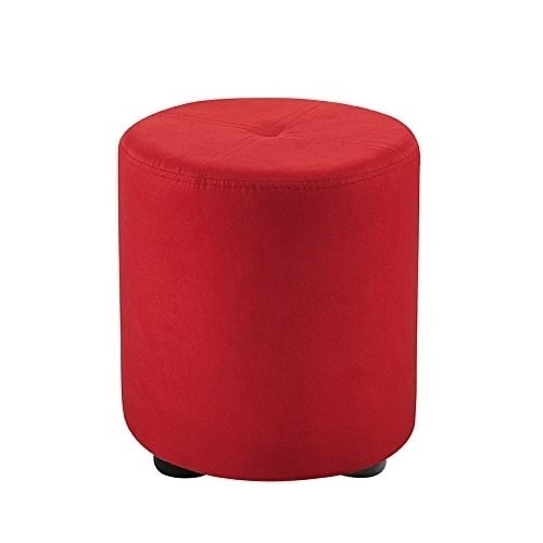 Kings Brand Furniture Josue Round Ottoman Stool, Red Microfiber Image 1