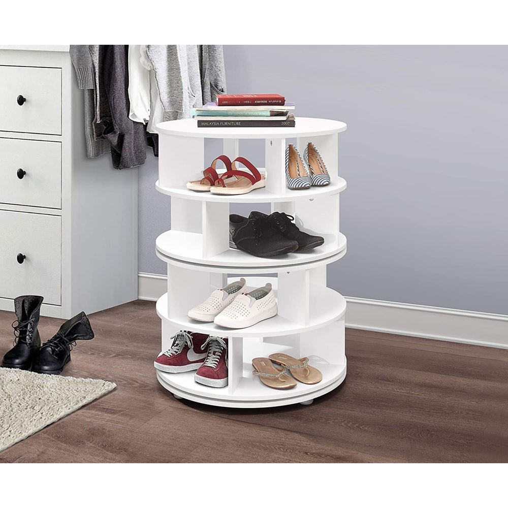 Kings Brand Furniture 4 Tier Revolving Lazy Susan Shoe Rack Storage Organizer Image 2