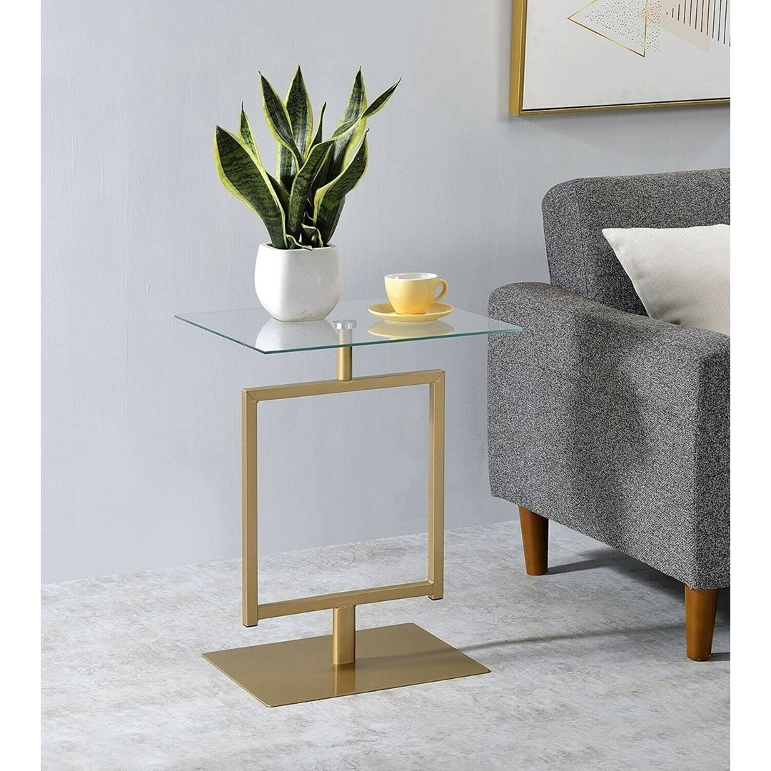 Kings Brand Furniture - Molein Modern Accent Side End Table, Gold Metal/Glass Image 1