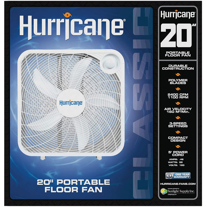 Hurricane Box Fan 20 Incn Classic Series Floor Fan with 3 Energy Efficient Speed Image 1