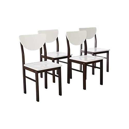 Kings Brand Furniture Dining Room Kitchen Wood Side Chair (Set of 4), Walnut/White Image 2