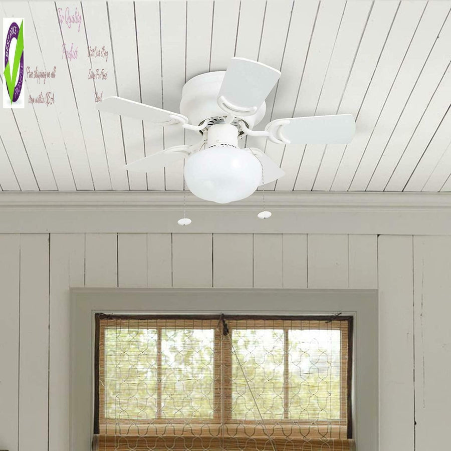 Prominence Home 41530-01 Hero 28" Hugger Small Ceiling Fan, Led Schoolhouse Globe Image 1