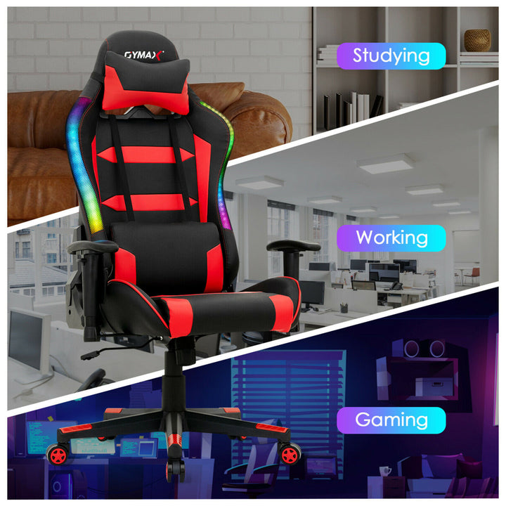 Gaming Chair Adjustable Swivel Computer Chair w/ LED Lights and Remote Image 3