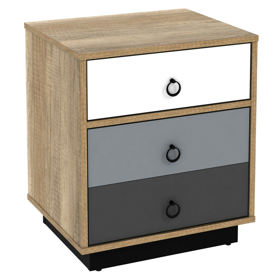 Nightstand with Drawer and Storage Cabinet Wooden Sofa Side Table End Table Image 1