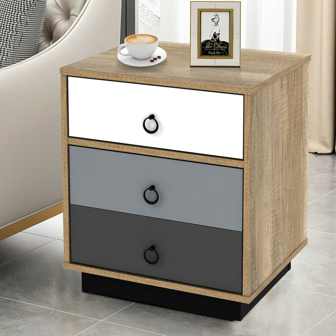 Nightstand with Drawer and Storage Cabinet Wooden Sofa Side Table End Table Image 3