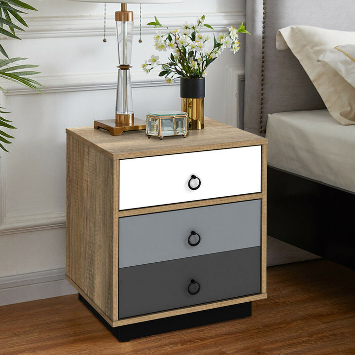 Nightstand with Drawer and Storage Cabinet Wooden Sofa Side Table End Table Image 4