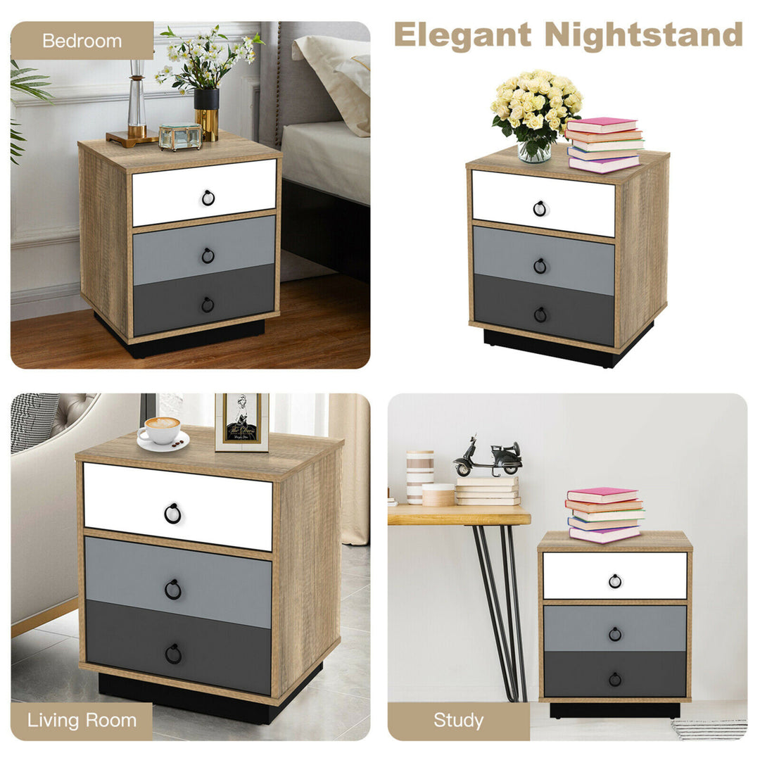 Nightstand with Drawer and Storage Cabinet Wooden Sofa Side Table End Table Image 7