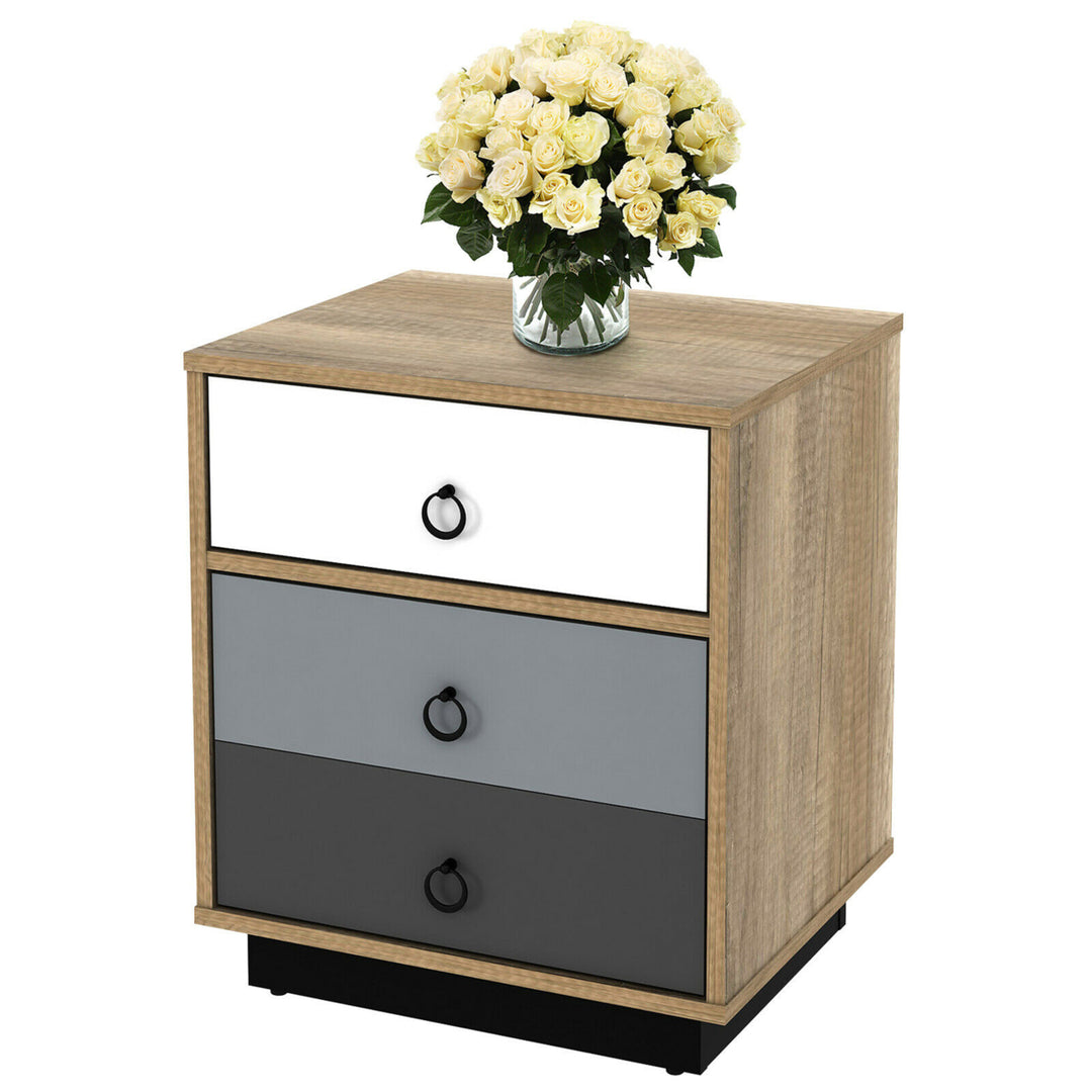 Nightstand with Drawer and Storage Cabinet Wooden Sofa Side Table End Table Image 8