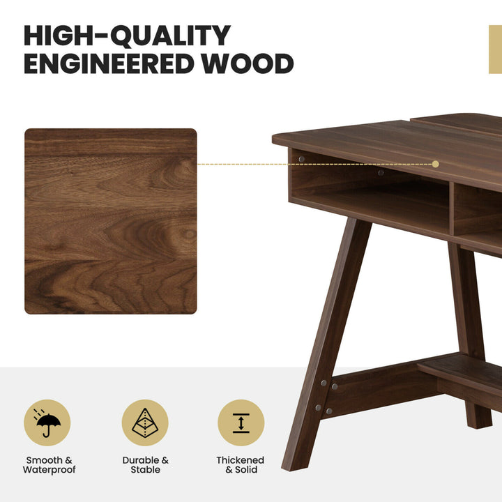 Computer Desk Home Office Writing Workstation w/ Flip Top Compartment Image 7