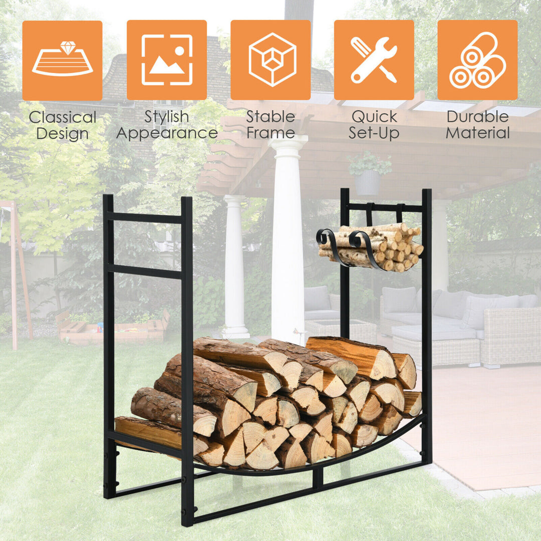 33 Firewood Rack W/ Removable Kindling Holder Steel Fireplace Wood Image 6