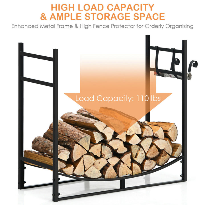 33 Firewood Rack W/ Removable Kindling Holder Steel Fireplace Wood Image 8