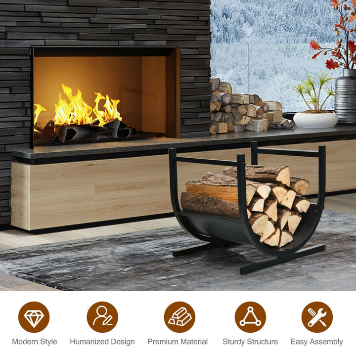 17 U-Shaped Firewood Rack Steel Fireplace Wood Storage Log Rack Holder Image 5