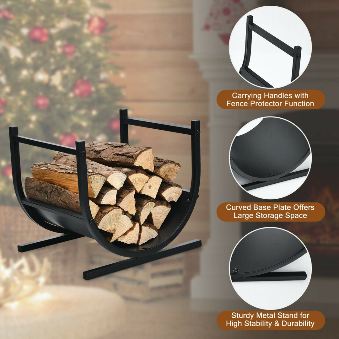 17 U-Shaped Firewood Rack Steel Fireplace Wood Storage Log Rack Holder Image 9