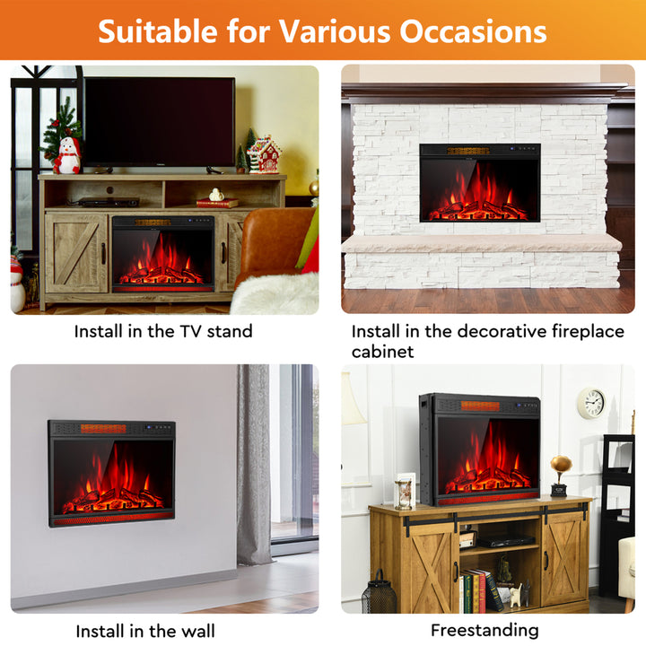 28 Electric Fireplace Recessed 900/1350W Fireplace Heater w/ Remote Control Image 4