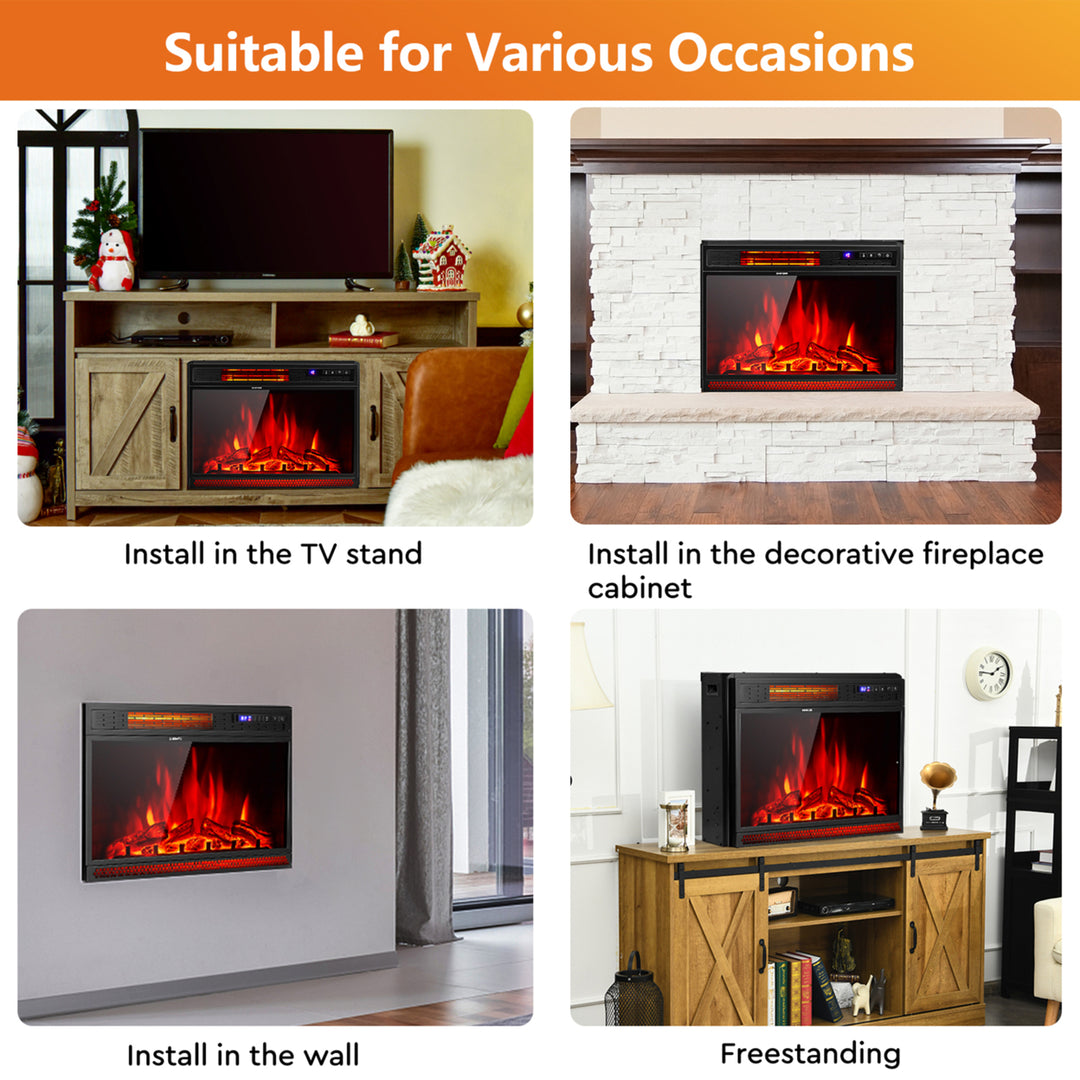 25 Electric Fireplace Recessed 900/1350W Fireplace Heater w/ Remote Control Image 8