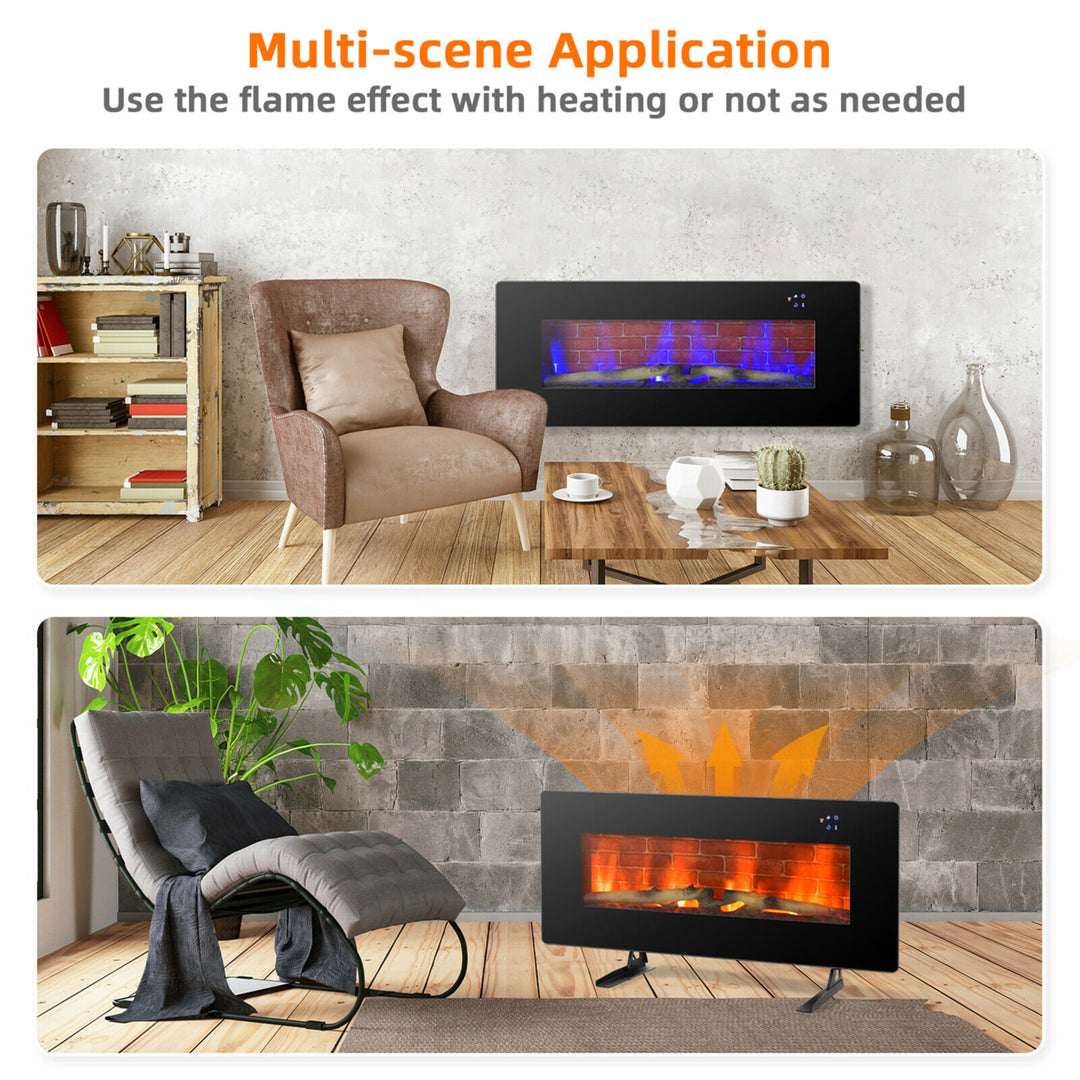 42 Electric Fireplace Wall Mounted and Freestanding Heater Remote Control 1500W Image 5