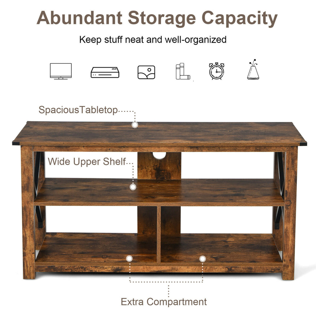 Modern Farmhouse TV Stand Entertainment Center for TVs up to 55 w/Open Shelves Image 6