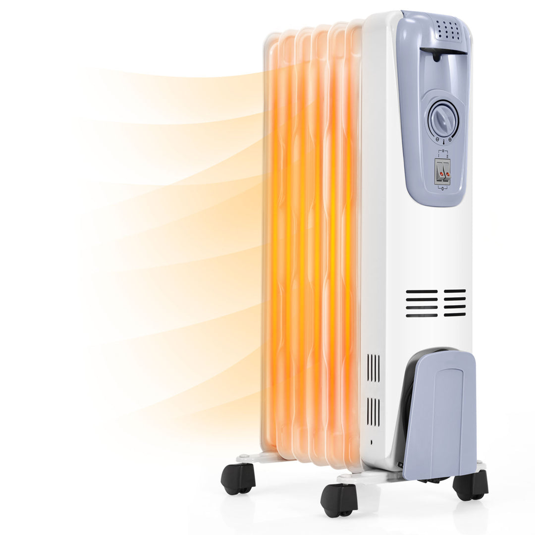 1500W Oil Filled Space Heater Radiator w/ Adjustable Thermostat Home Office Image 1