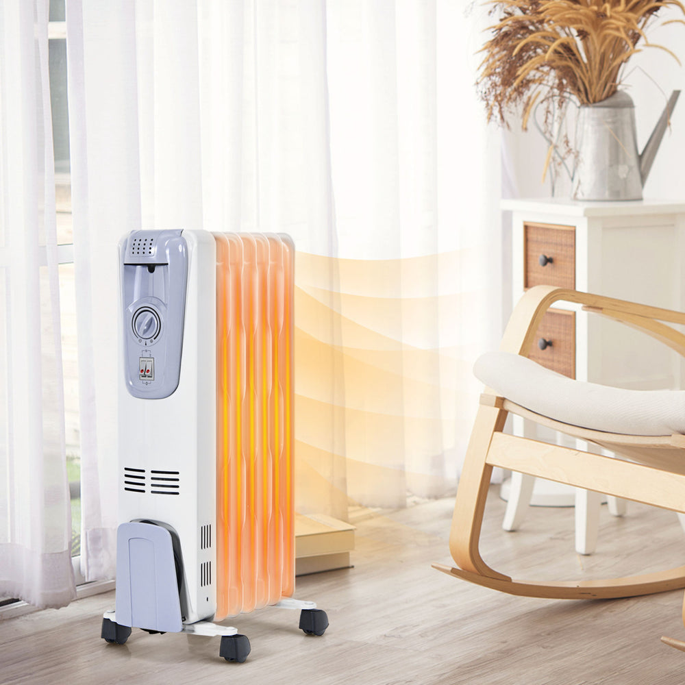 1500W Oil Filled Space Heater Radiator w/ Adjustable Thermostat Home Office Image 2