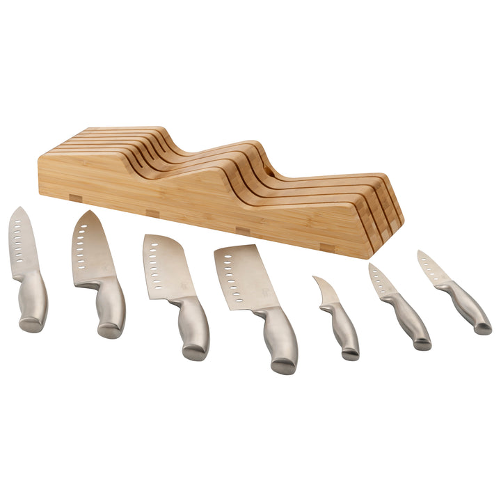 Ozeri 8-Piece Knife Set Japanese Stainless Steel Blades Bamboo Block Ergonomic Image 4