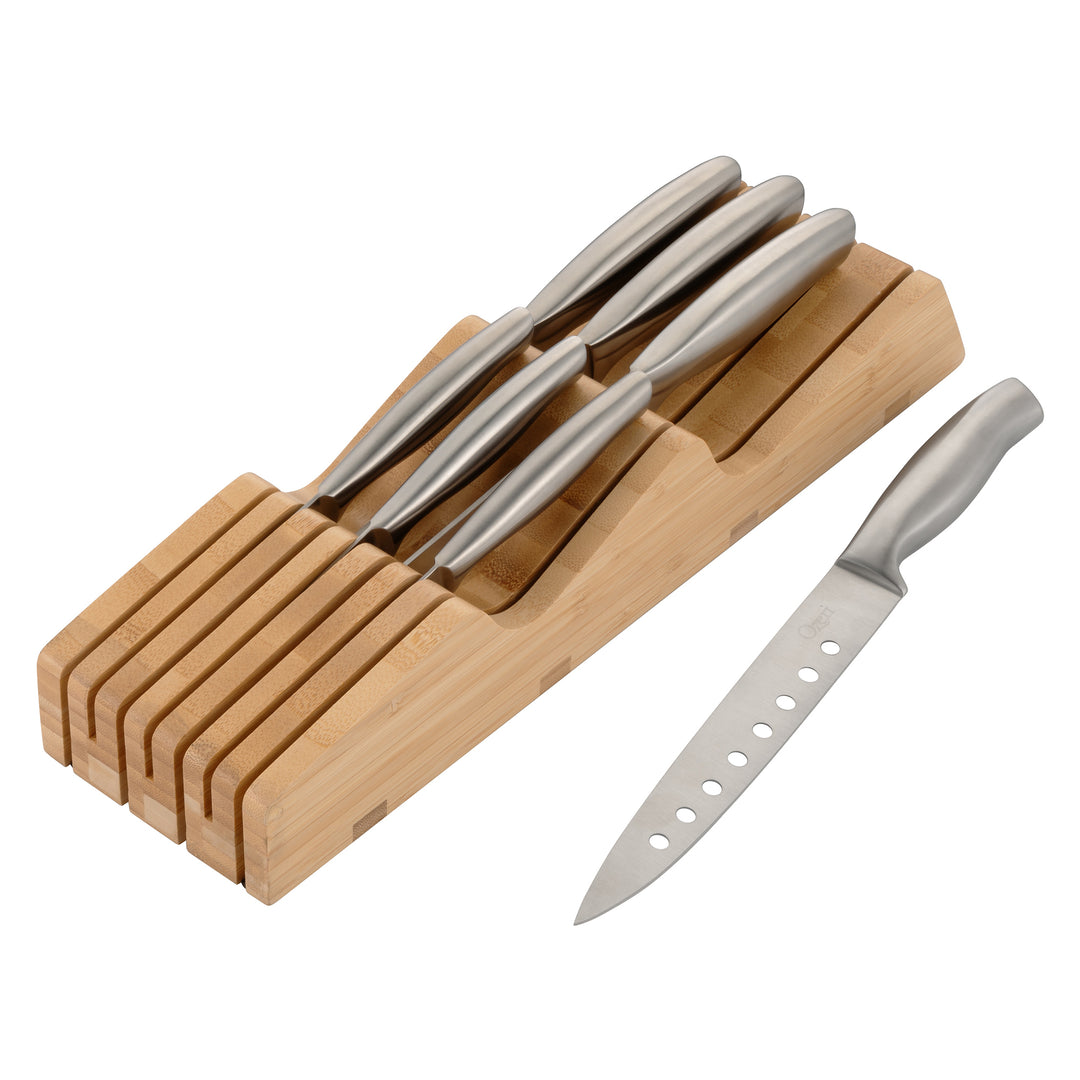 Ozeri 8-Piece Knife Set Japanese Stainless Steel Blades Bamboo Block Ergonomic Image 6