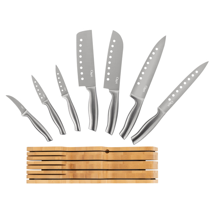 Ozeri 8-Piece Knife Set Japanese Stainless Steel Blades Bamboo Block Ergonomic Image 7