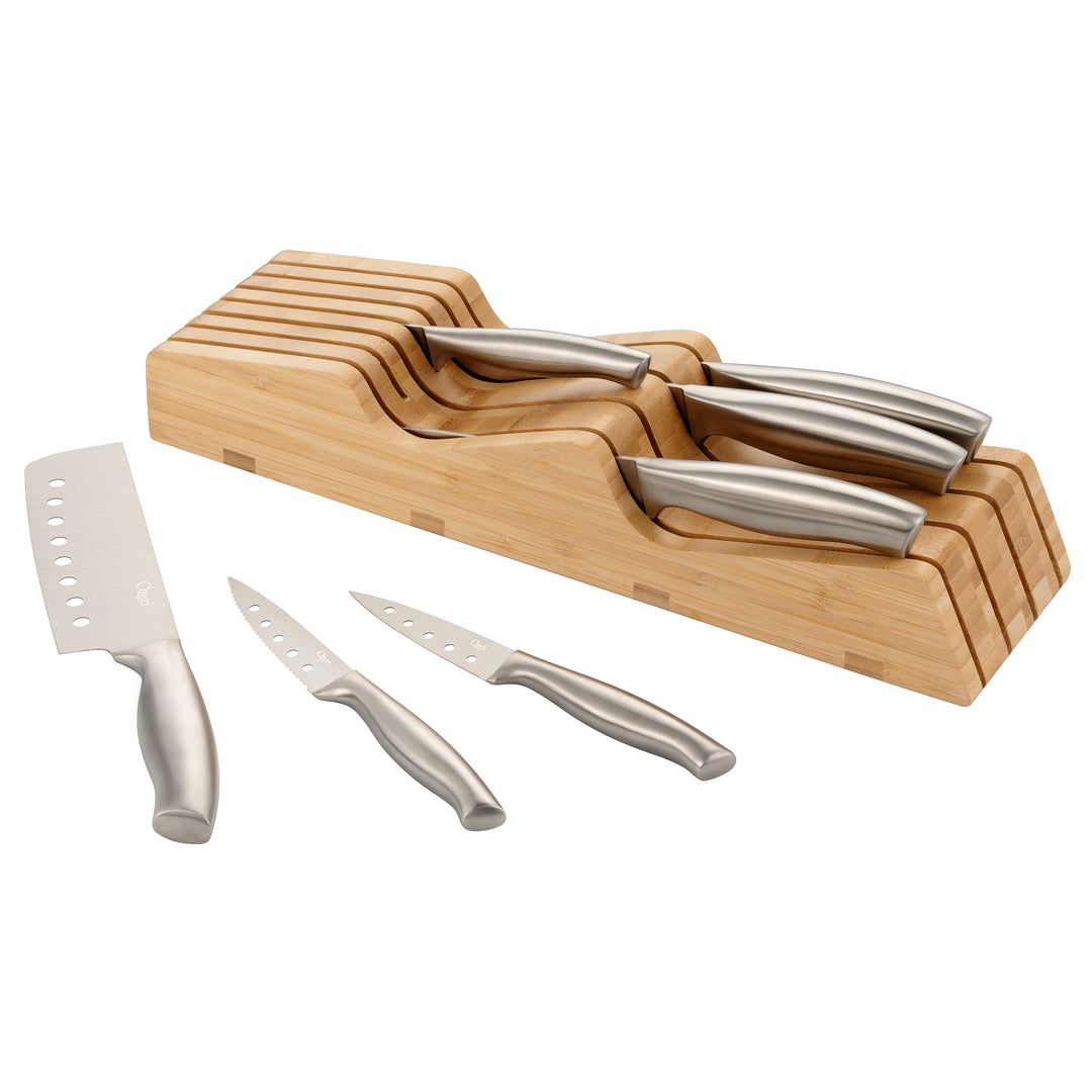 Ozeri 8-Piece Knife Set Japanese Stainless Steel Blades Bamboo Block Ergonomic Image 8