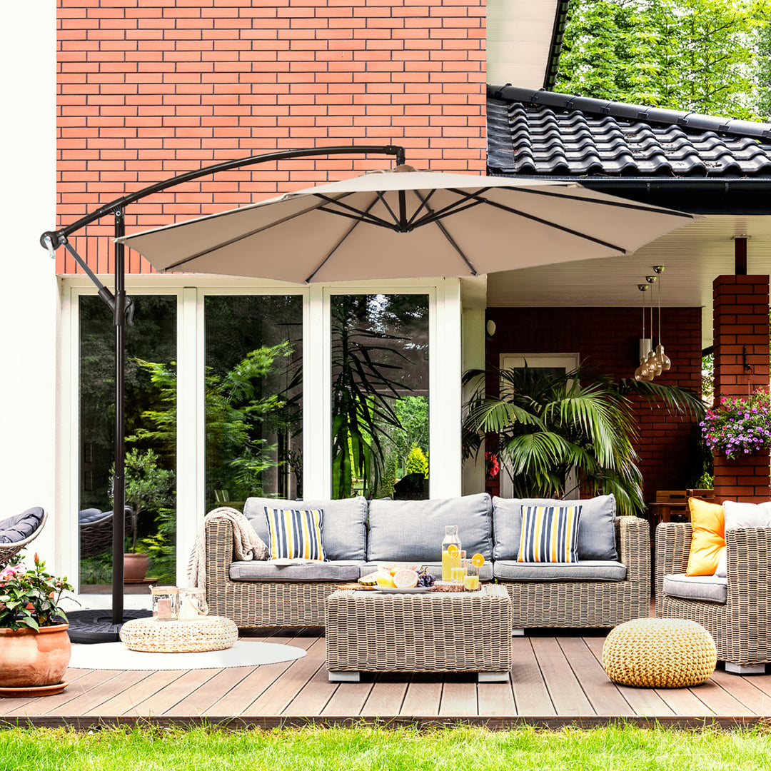 Costway 10FT Patio Offset Hanging Umbrella Easy Tilt Adjustment 8 Ribs Backyard Burgundy\Beige\Tan\Blue Image 1