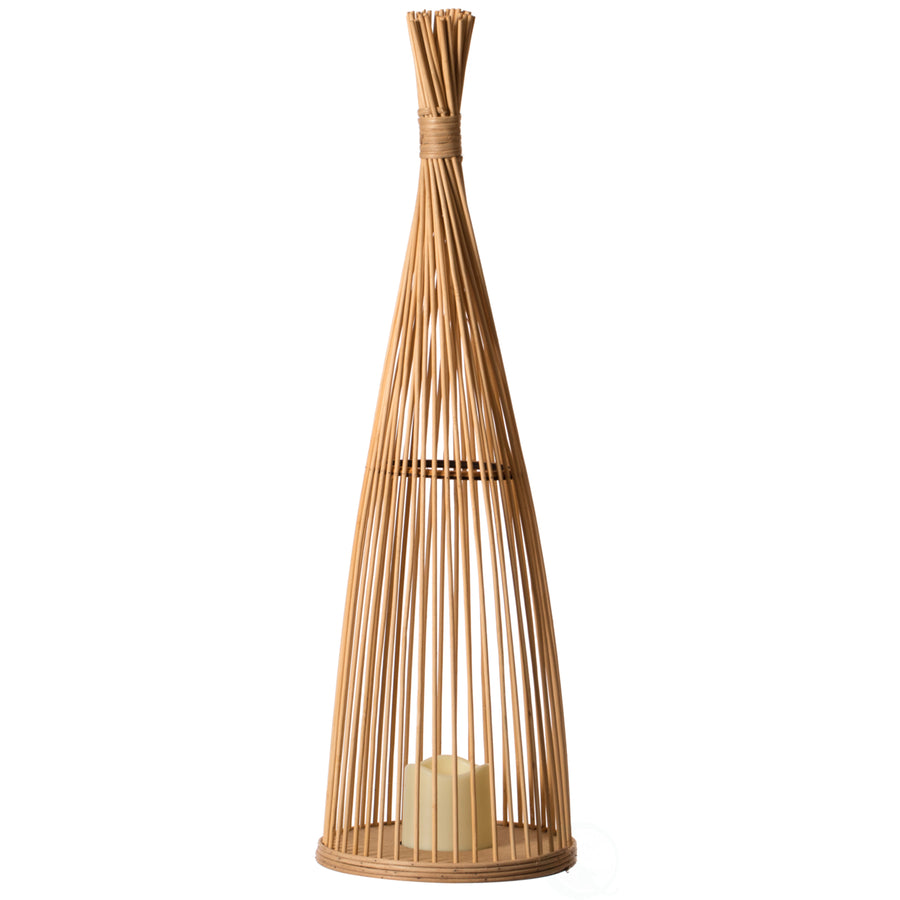 Rattan Designed Bamboo LED Lantern Lamp Battery Powered for Indoor and outdoor Image 1