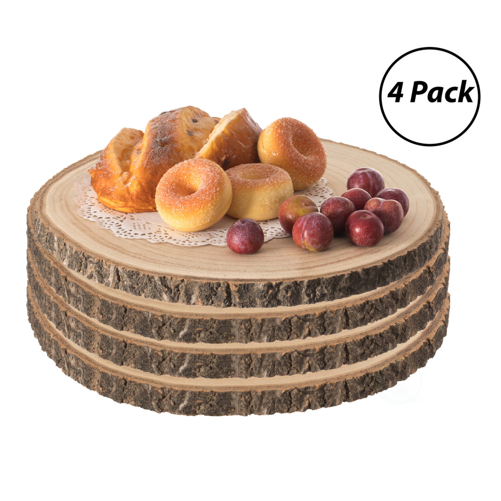 Natural Wooden Bark Slice Tray Large Rustic Table Charger Centerpiece, Set of 4 Image 2