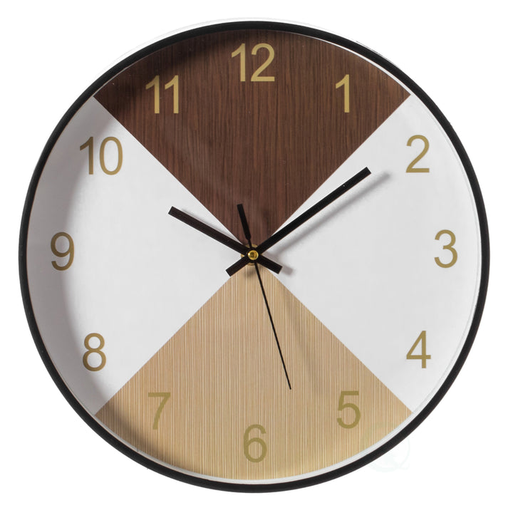 Modern Decorative Round Plastic Wall Clock 12 Inch Silent Battery Operated Image 1