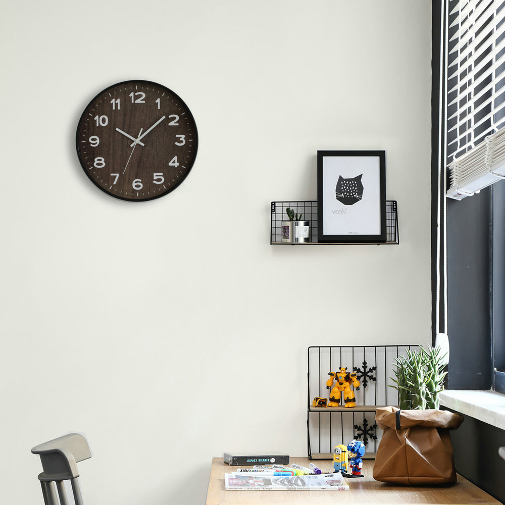 Modern Decorative Round Plastic Wall Clock 12 Inch Silent Battery Operated Image 2