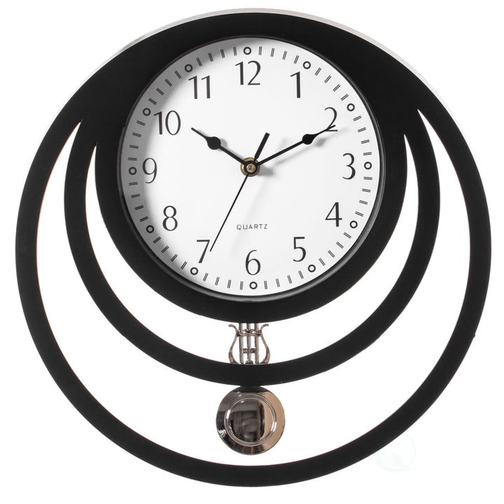 Modern Round Plastic Wall Clock 13 inch Silent Battery Operated Decorative Design Image 1