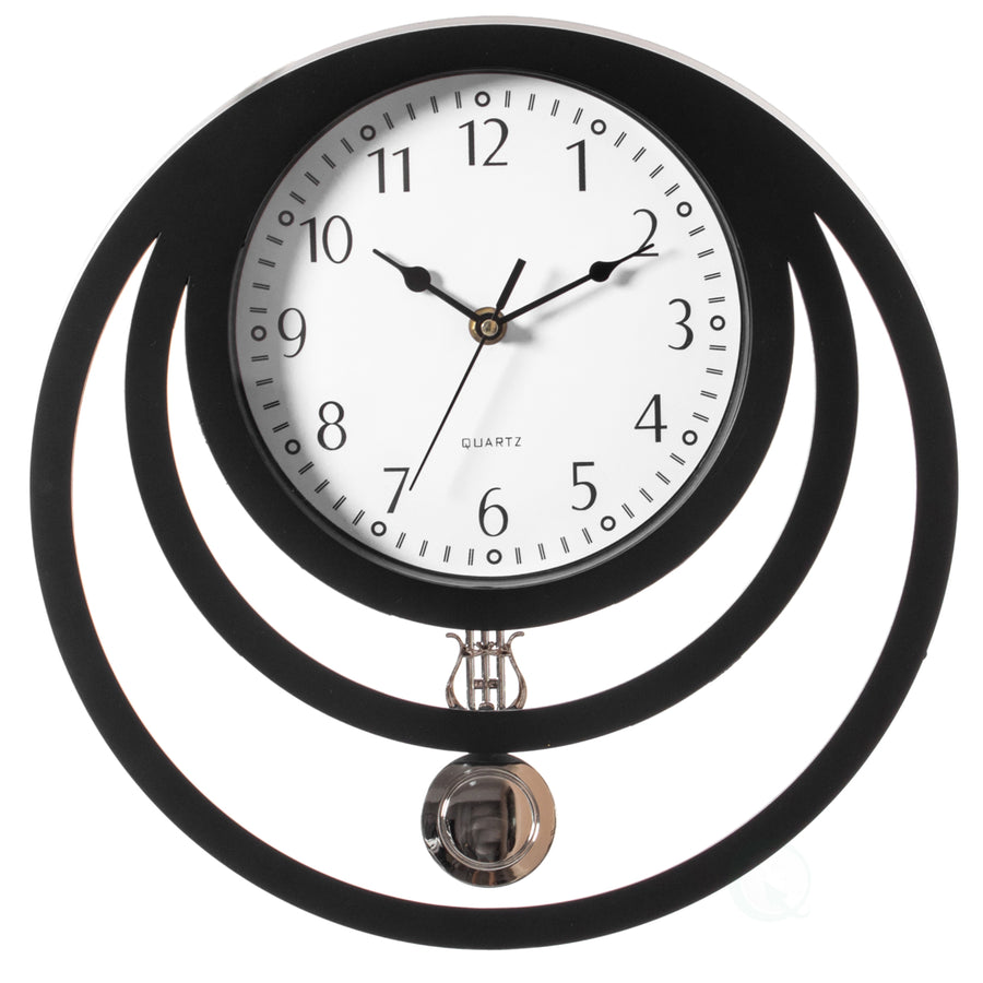 Modern Round Plastic Wall Clock 13 inch Silent Battery Operated Decorative Design Image 1